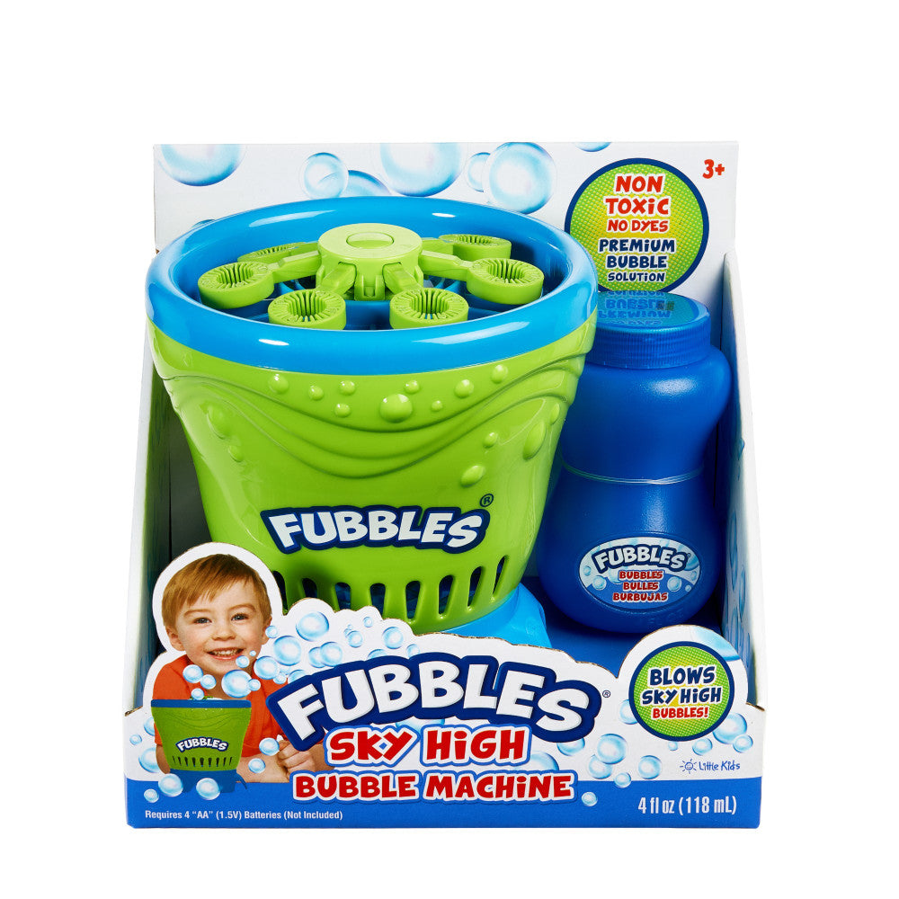 Little Kids Fubbles Sky High Bubble Machine, Continuous Bubble Fun,  Blue/Green