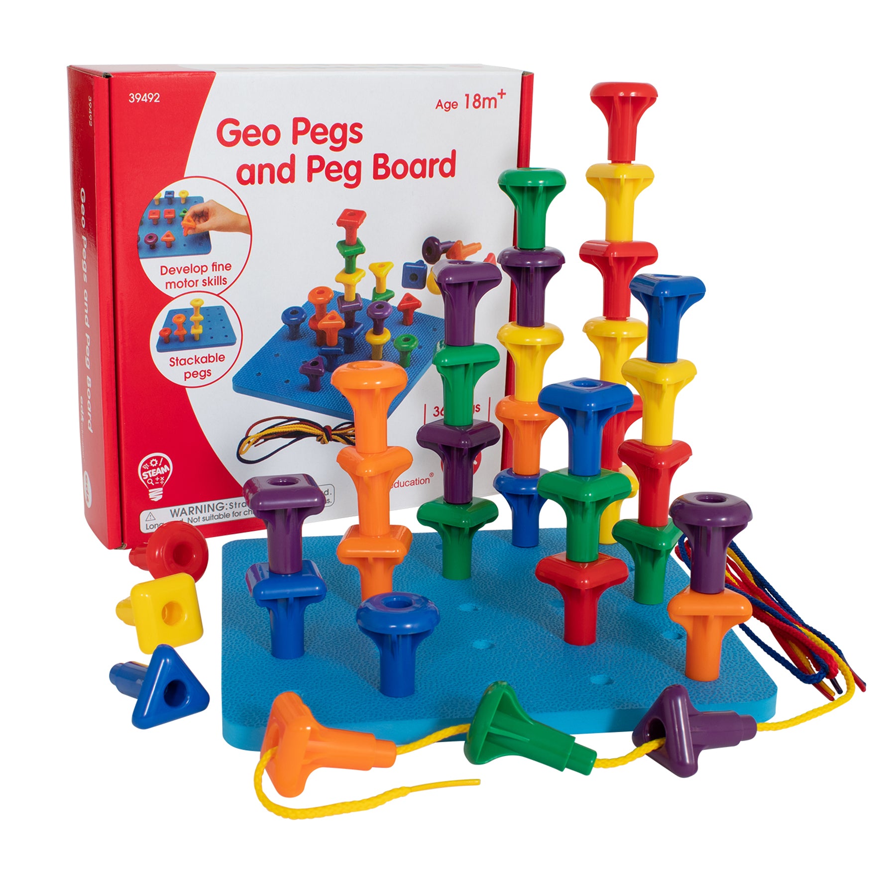 edxeducation Stacking Shape Pegs Pegboard Set Colorful Educational Toys R Us