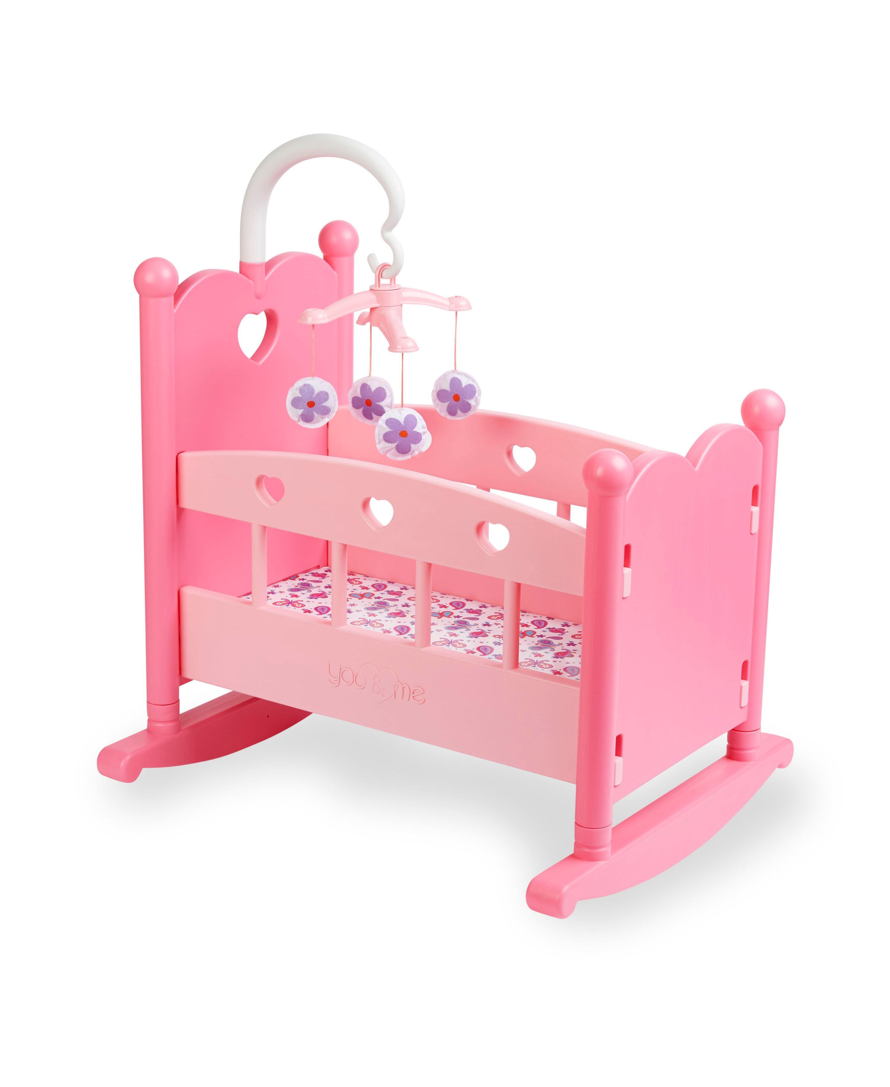 Toys R Us Rocking Cradle with Mobile for Dolls Pink Toys R Us