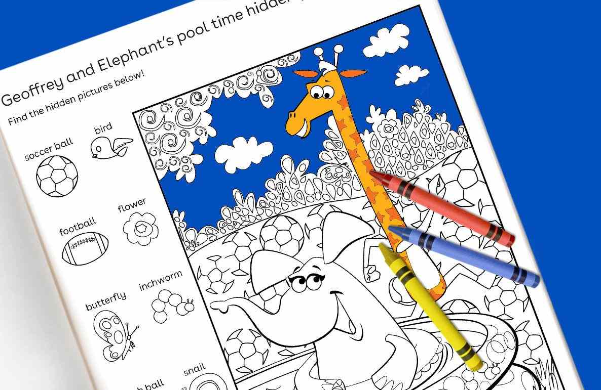 Geoffrey and Elephant’s pool time hidden picture puzzle