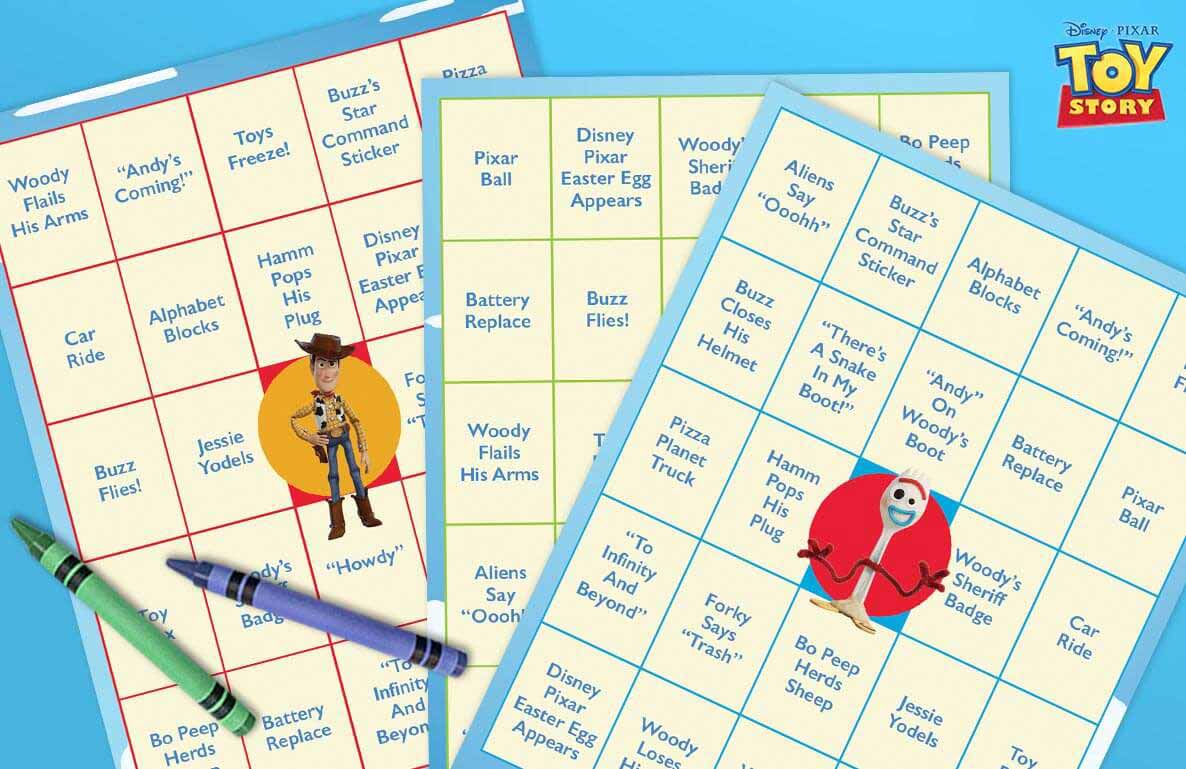 Toy Story movie night bingo