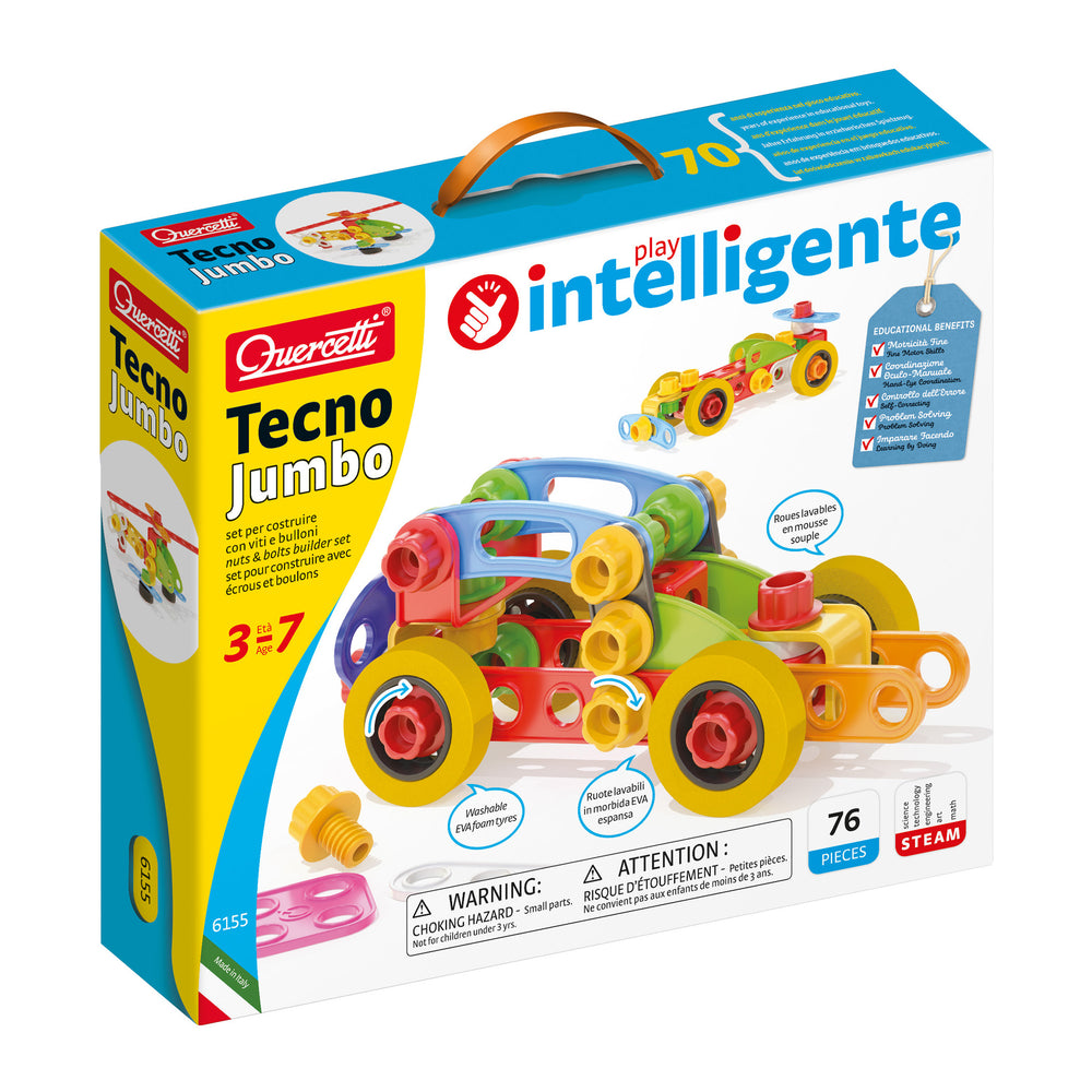 Quercetti Tecno Jumbo Nuts & Bolts Builder Set - Multicolored Construction Toy