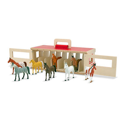 Melissa & Doug Portable Wooden Show-Horse Stable Play Set