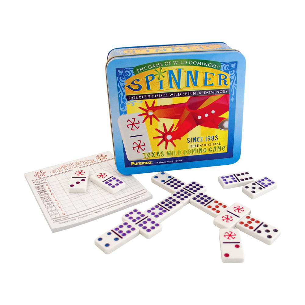 Spinner Dominoes Game by Puremco with Color-Coded Tiles