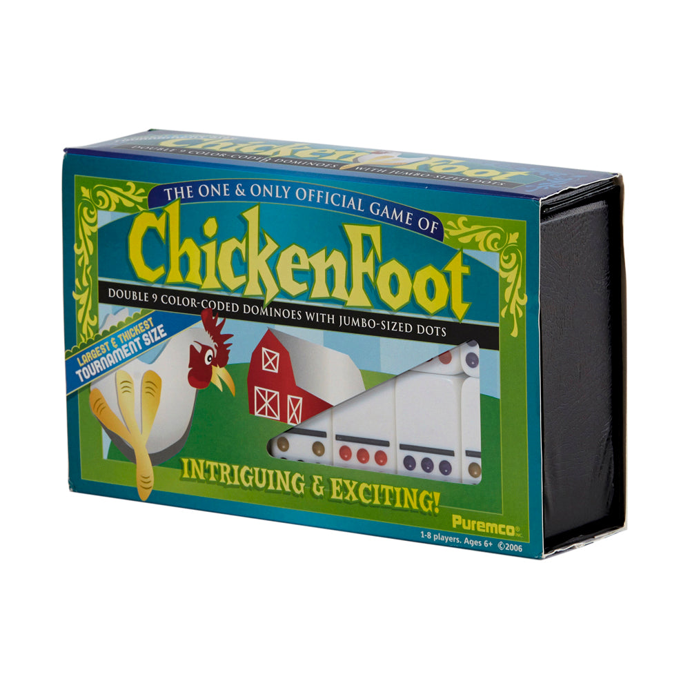 ChickenFoot Tournament Size Double 9 Color Dot Dominoes Set