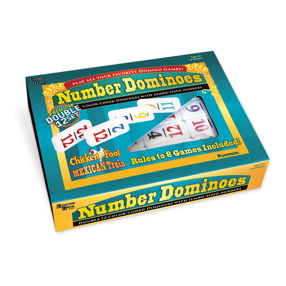 Number Dominoes Premium Double 12 Set with Color-Coded Tiles