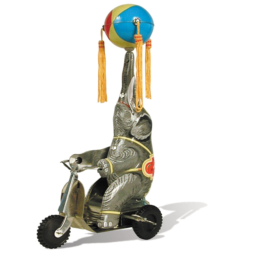 Schylling Collector Series Tin Elephant on Bike - Classic Wind-Up Toy