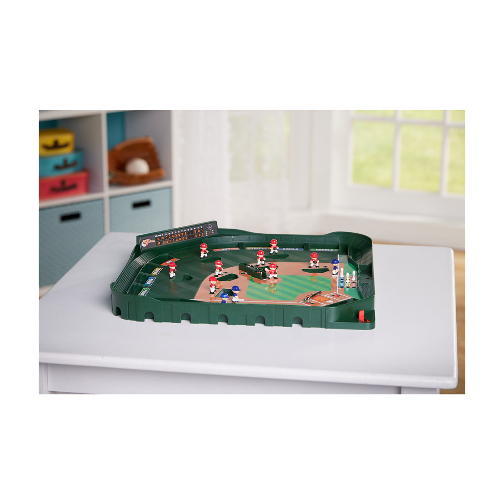 Super Stadium Baseball Game with Magnetic Infield and Spring-Loaded Bat