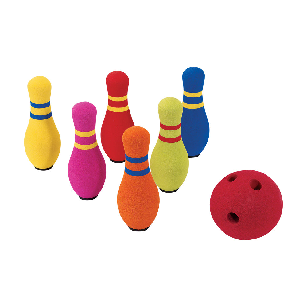 Kidoozie Colorful Six Pin Bowling Set with Foam Ball and Zippered Storage