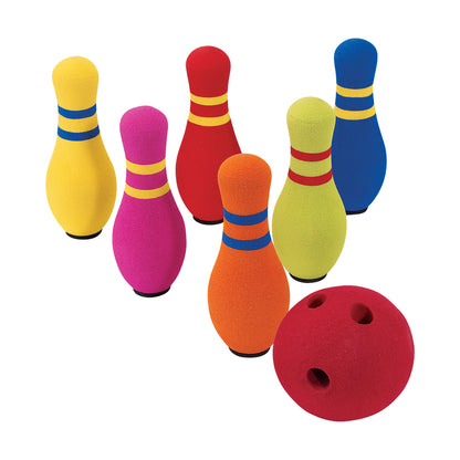 Kidoozie Colorful Six Pin Bowling Set with Foam Ball and Zippered Storage