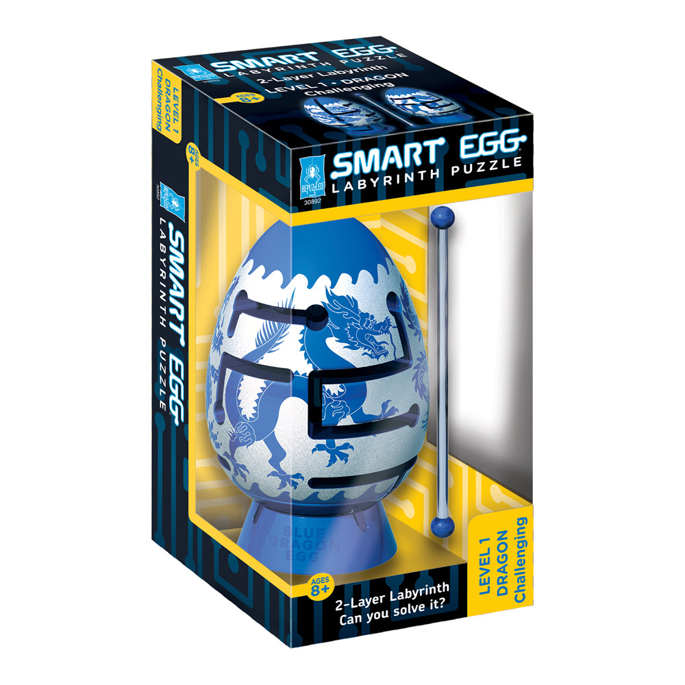 BePuzzled Smart Egg Blue Dragon 2-Layer Labyrinth Puzzle - Challenging Brain Teaser