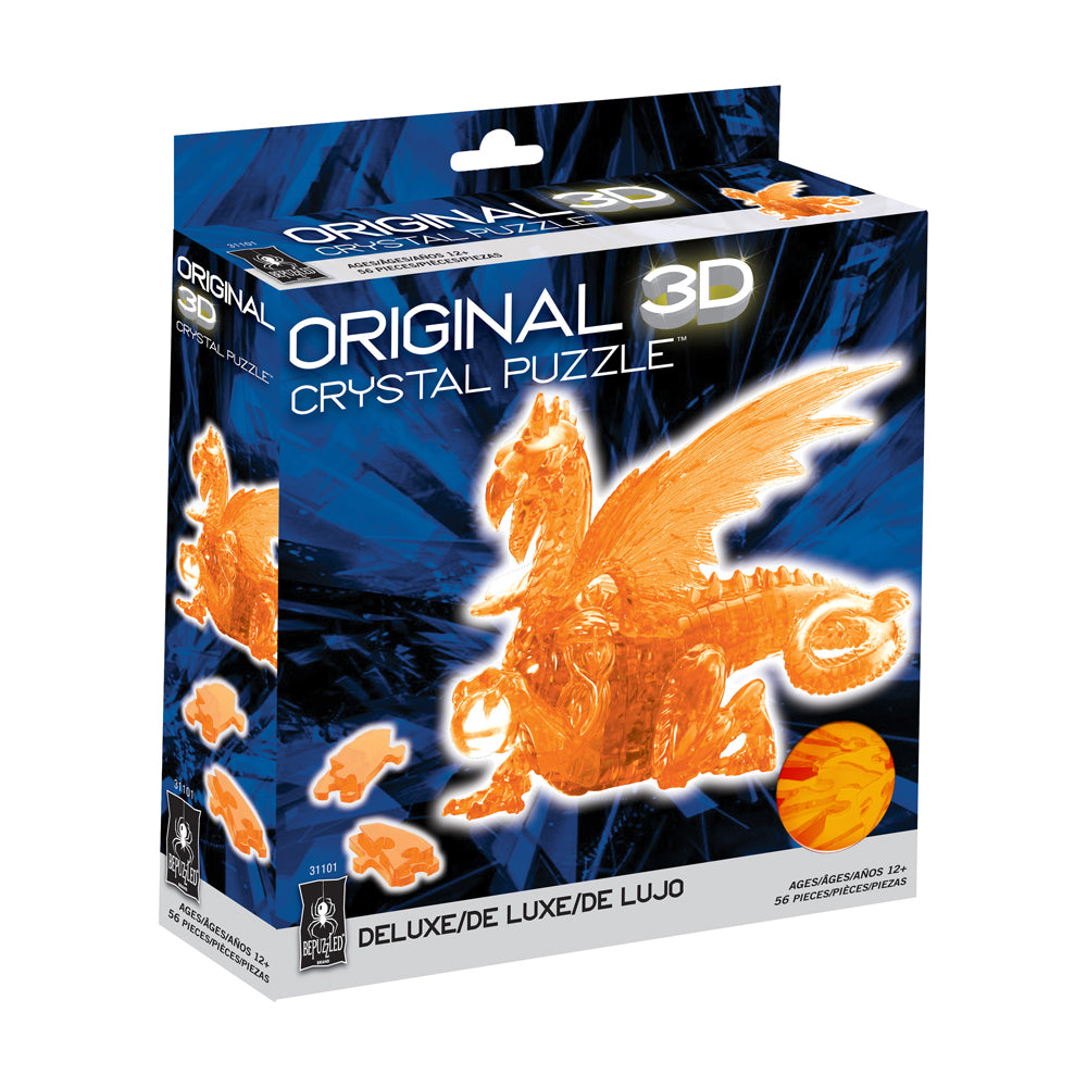 BePuzzled Orange Dragon Deluxe 3D Crystal Puzzle - 56 Pieces