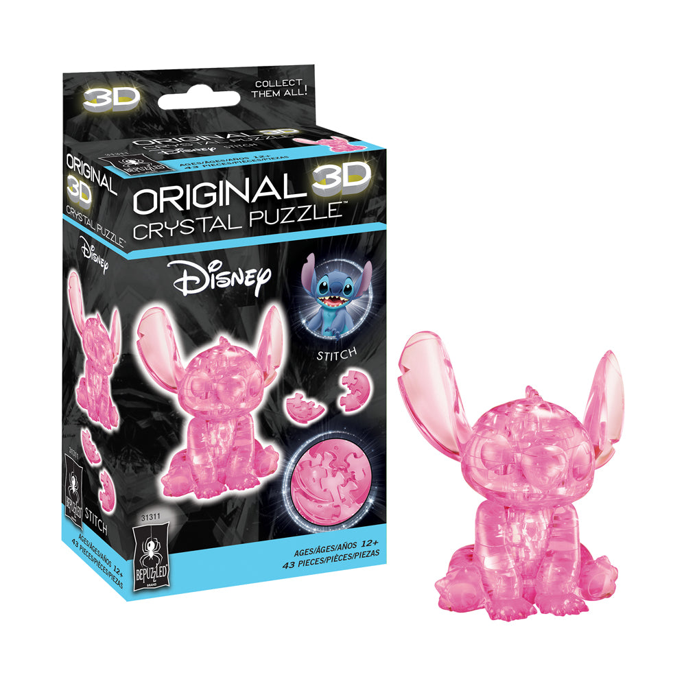 BePuzzled Disney Stitch 3D Crystal Puzzle - Pink, 43 Pieces