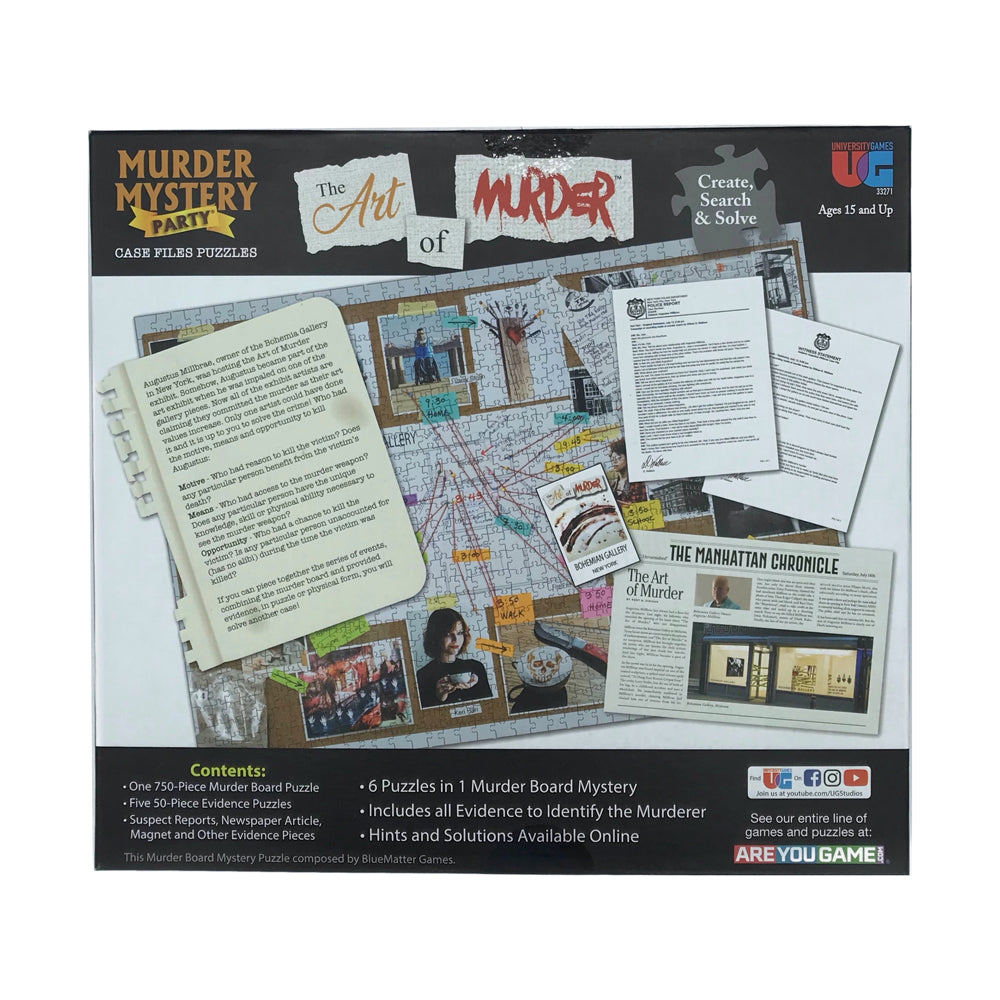 University Games Murder Mystery Party Case Files - The Art of Murder Puzzle Set, 1000 Pieces