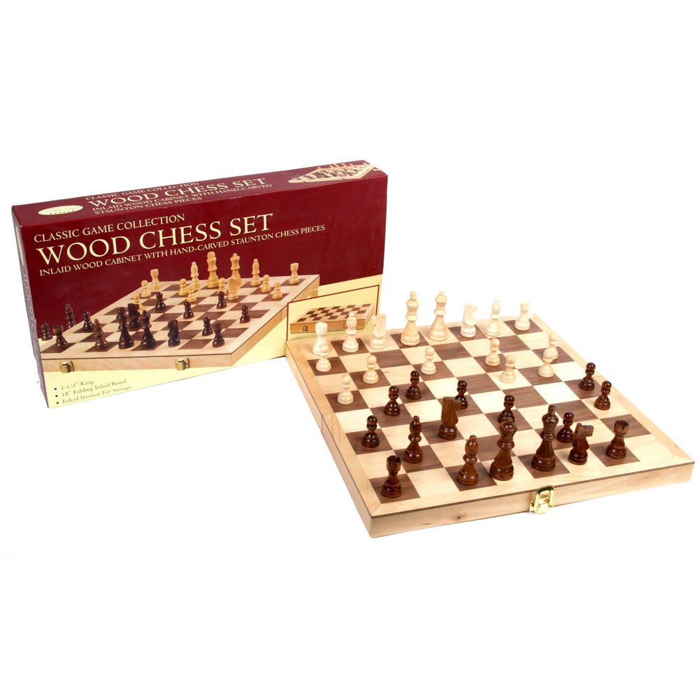 Deluxe Staunton Wood 18-inch Folding Chess Set