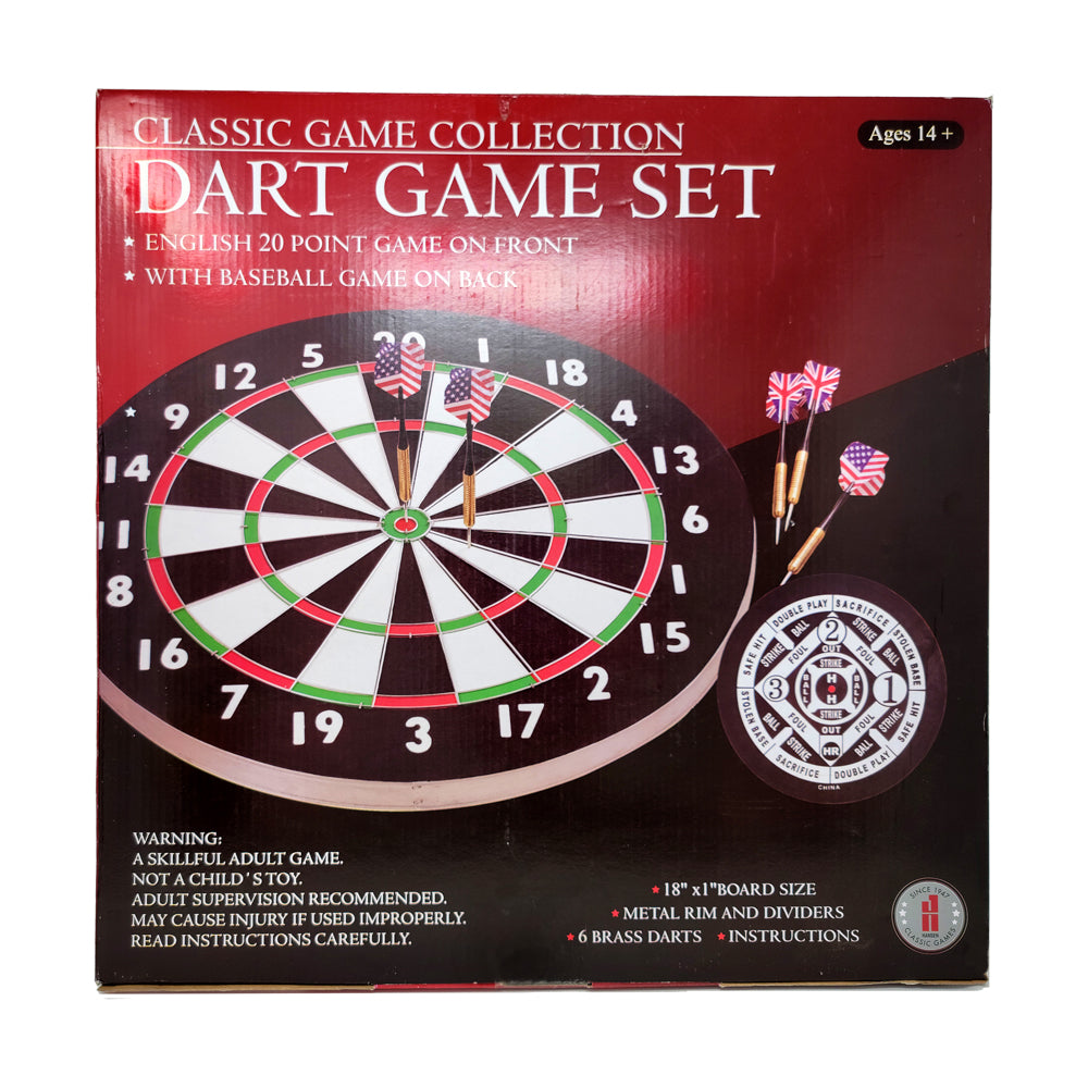 Classic Game Collection Dual-Sided Dart and Baseball Game Set