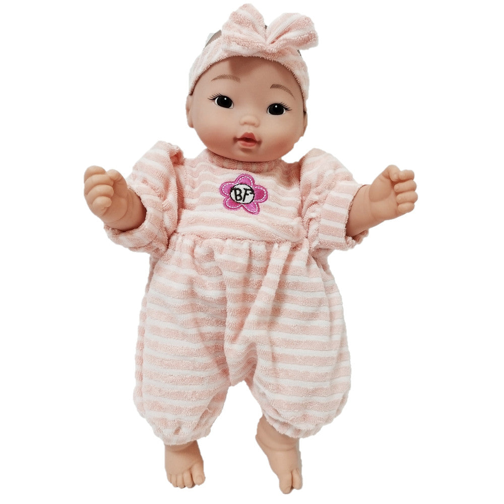 Baby s First Golberger 13 Bundle of Joy Asian Baby Doll w Stripped Outfit Matching Headband