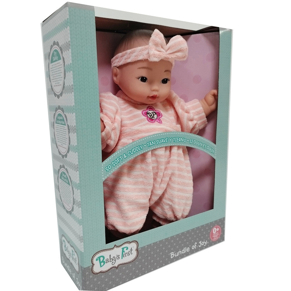 Baby s First Golberger 13 Bundle of Joy Asian Baby Doll w Stripped Outfit Matching Headband