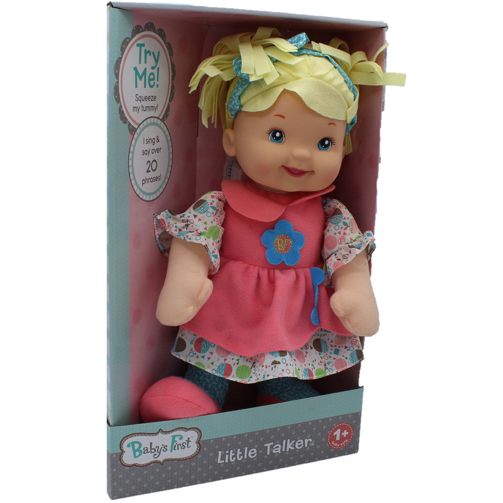 Baby's First Goldberger Doll - 15" Interactive Little Talker with Coral Dress