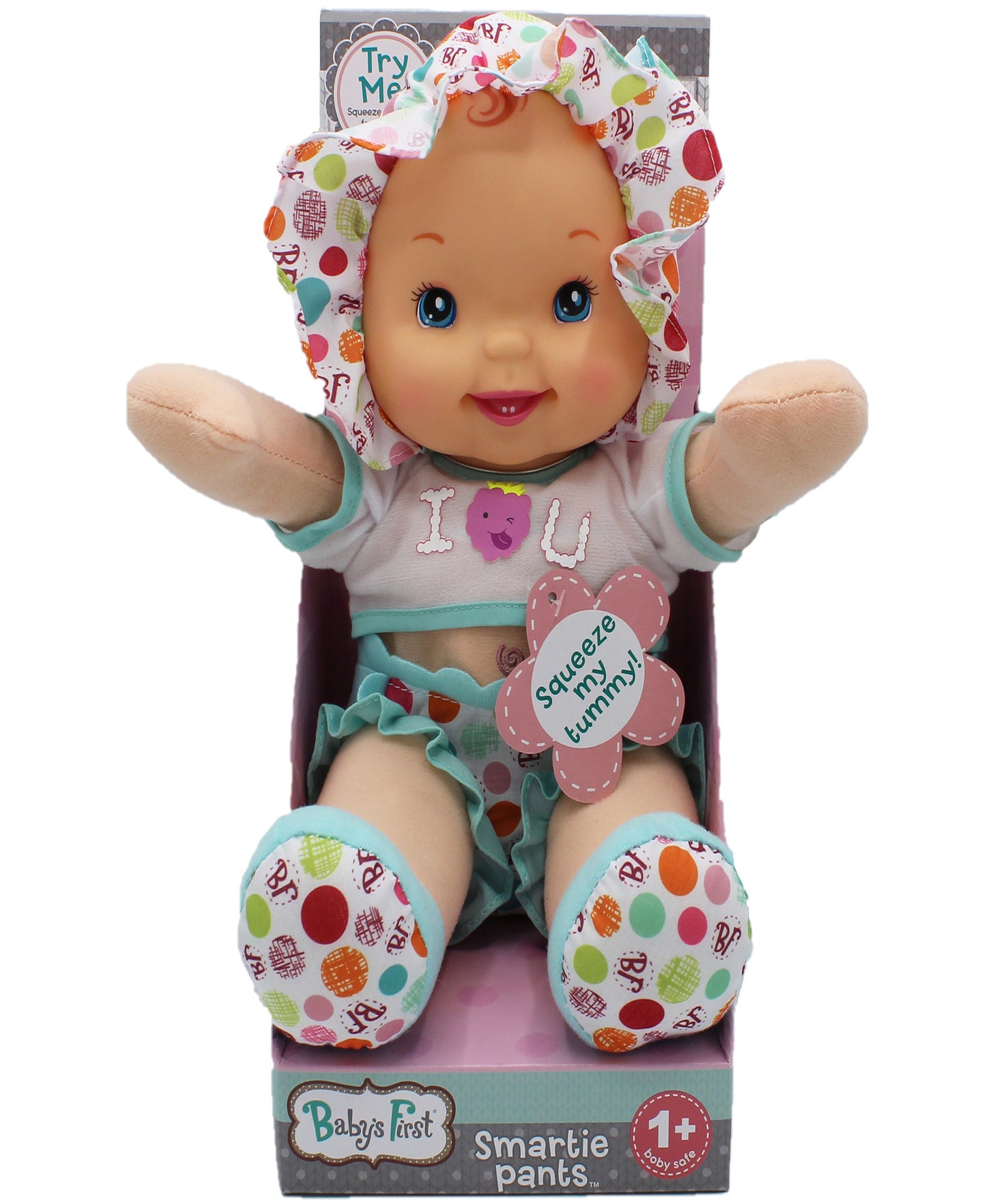 Goldberger 12-inch Baby's First Smartie Pants Doll - Raspberry T-Shirt