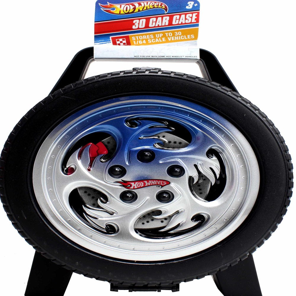 Hot Wheels Portable 30-Car Collector Case with Retro Wheel Design