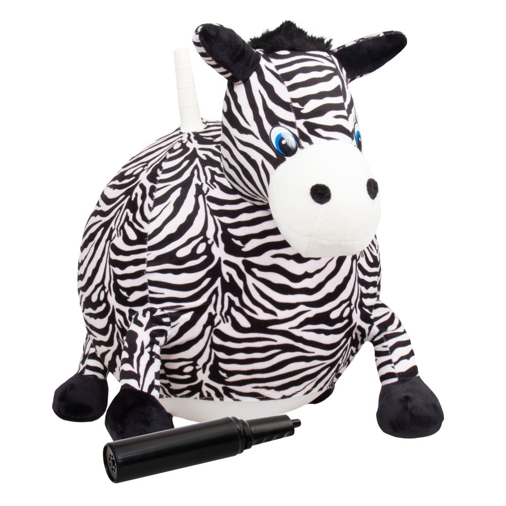 Hedstrom 18" Zebra Plush Hopper Ball with Pump - Indoor/Outdoor Bouncy Play