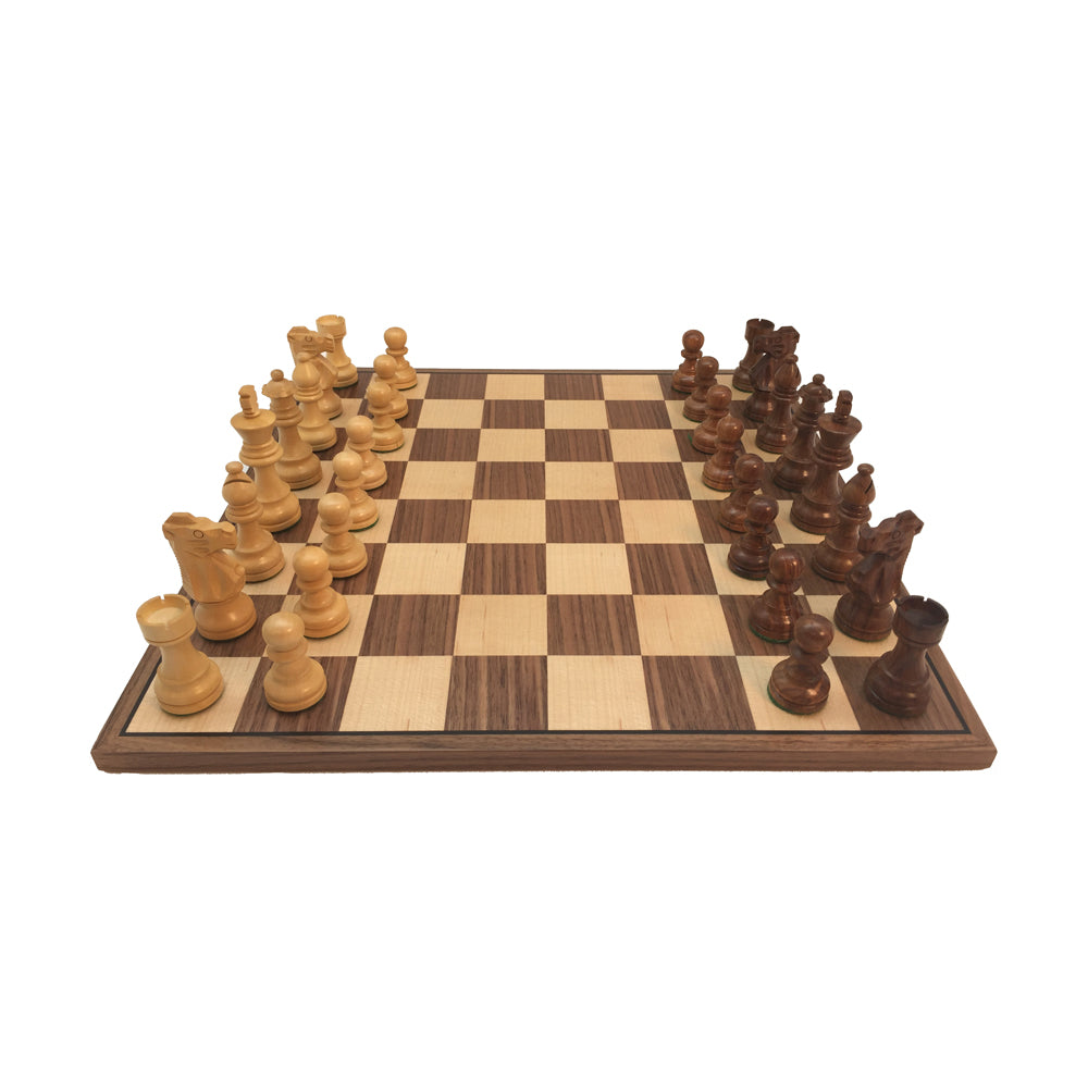 Sheesham French Chess Set with Walnut & Maple Veneer Board