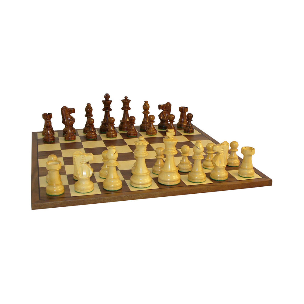 Sheesham French Chess Set with Walnut & Maple Veneer Board