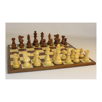 Sheesham French Chess Set with Walnut & Maple Veneer Board