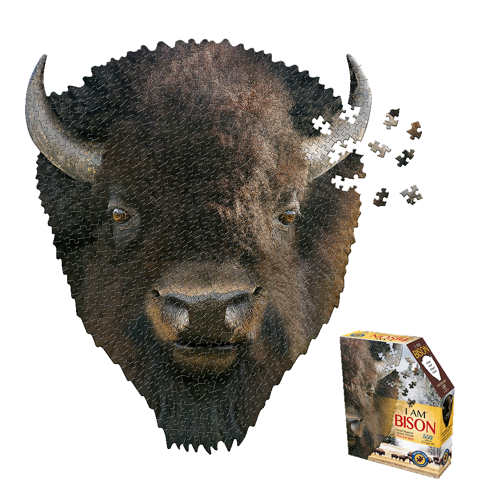 Madd Capp I AM BISON Unique Animal Head-Shaped Jigsaw Puzzle - 550 pc