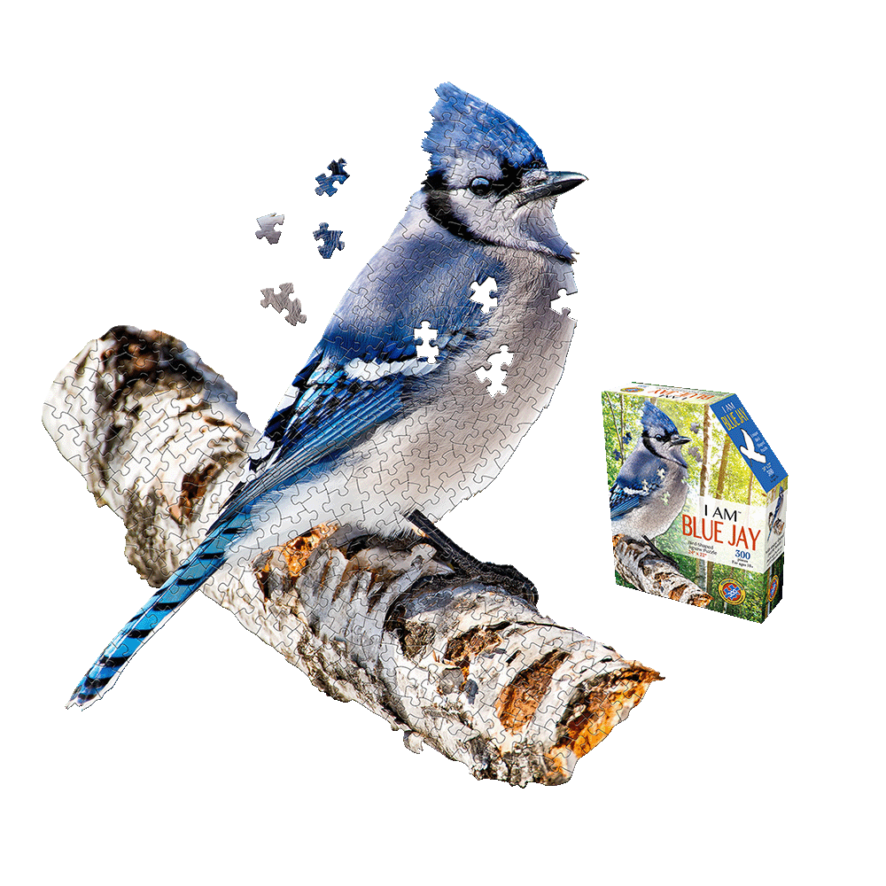 Madd Capp Blue Jay Bird-Shaped Jigsaw Puzzle - 300 pc