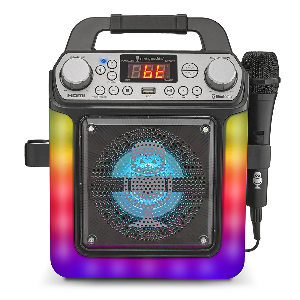 Singing Machine Groove Mini Bluetooth Karaoke Machine with 1 Wired Microphone and Disco Light Show