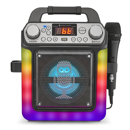 Singing Machine Groove Mini Bluetooth Karaoke Machine with 1 Wired Microphone and Disco Light Show