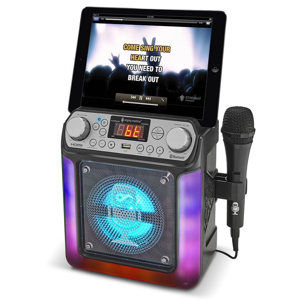 Singing Machine Groove Mini Bluetooth Karaoke Machine with 1 Wired Microphone and Disco Light Show