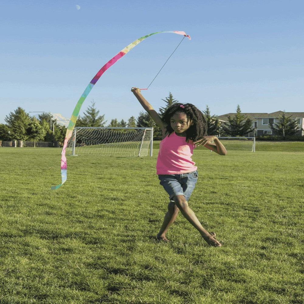 Toysmith Rainbow Stunt Streamer - Colorful Outdoor Play Ribbon, 12 Feet