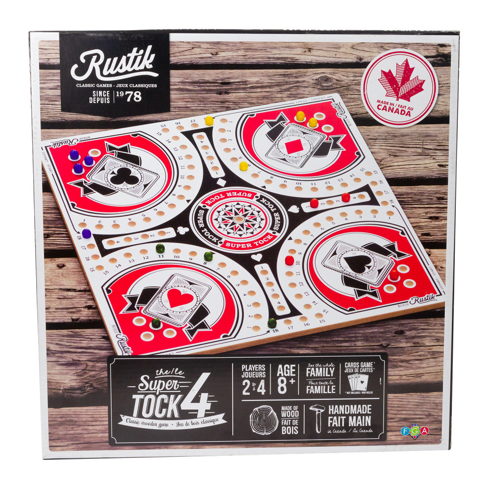 Rustik Tock Pachisi 20" Wooden Strategy Board Game for 2-4 Players, Ages 8+