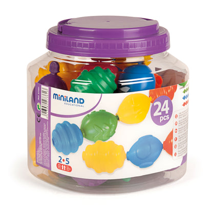 Miniland Educational Maxichain - Colorful Interlocking Pieces - Pack of 24