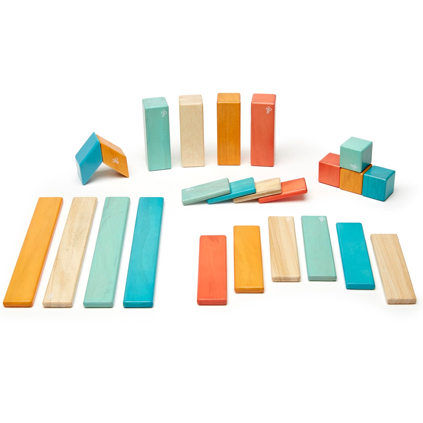 Tegu Magnetic Wooden Blocks, 24-Piece Set, Sunset