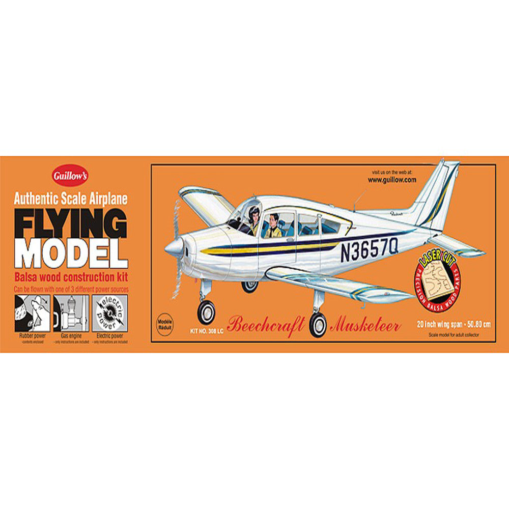 Guillow's Beechcraft Musketeer Series 300 Scale Model Airplane Kit