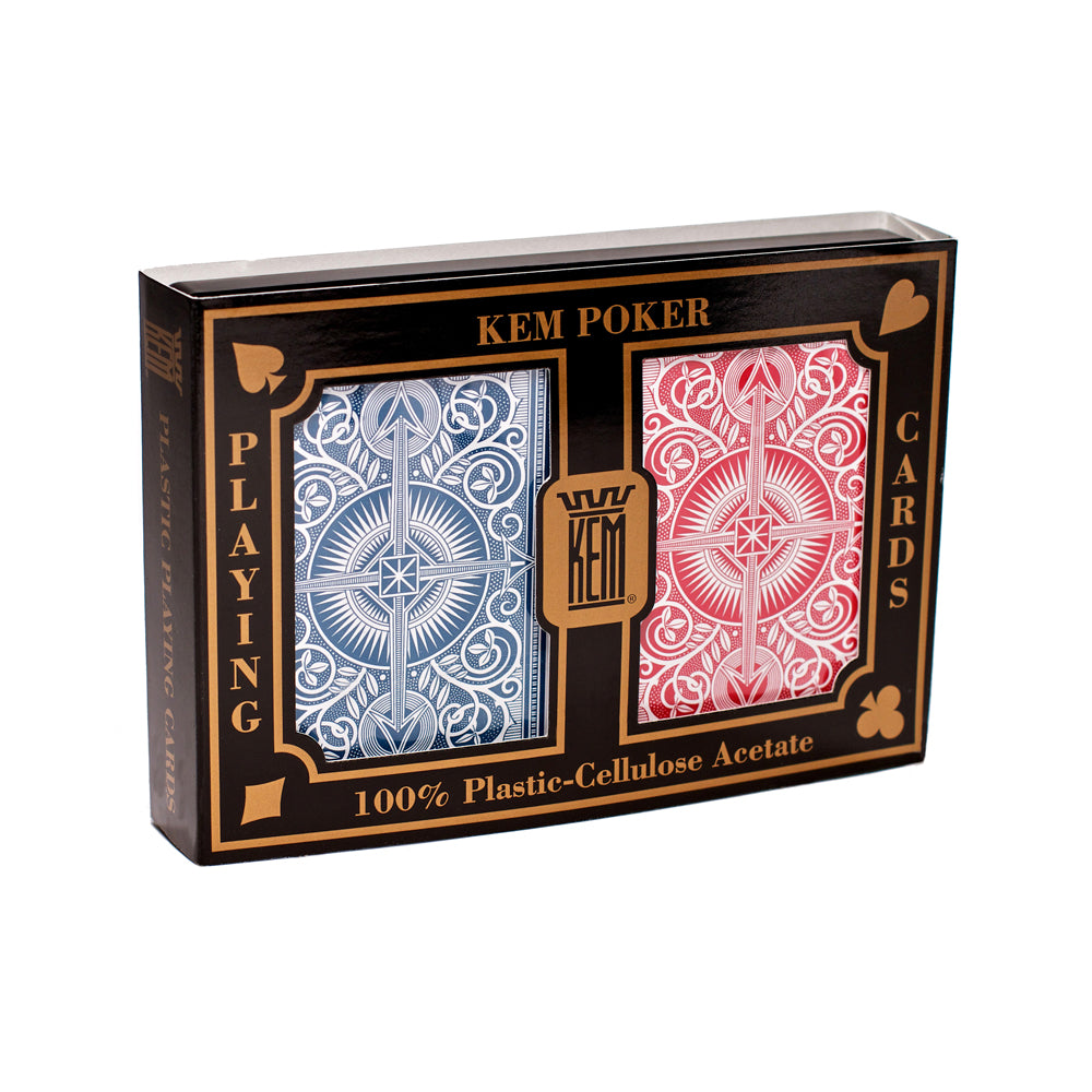 KEM Arrow Red and Blue Poker Size Plastic Playing Cards, Wide