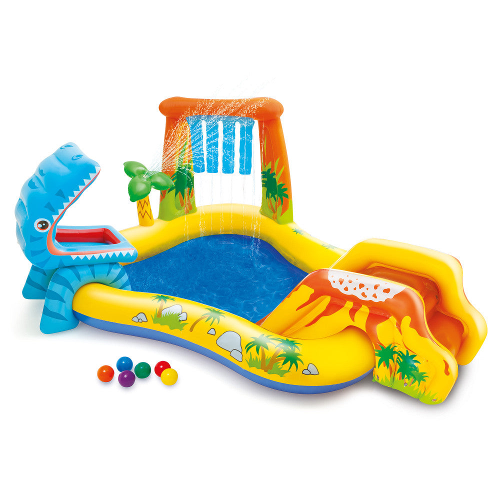 Intex Dinosaur Inflatable Play Center - Ultimate Kids Waterslide and Wading Pool