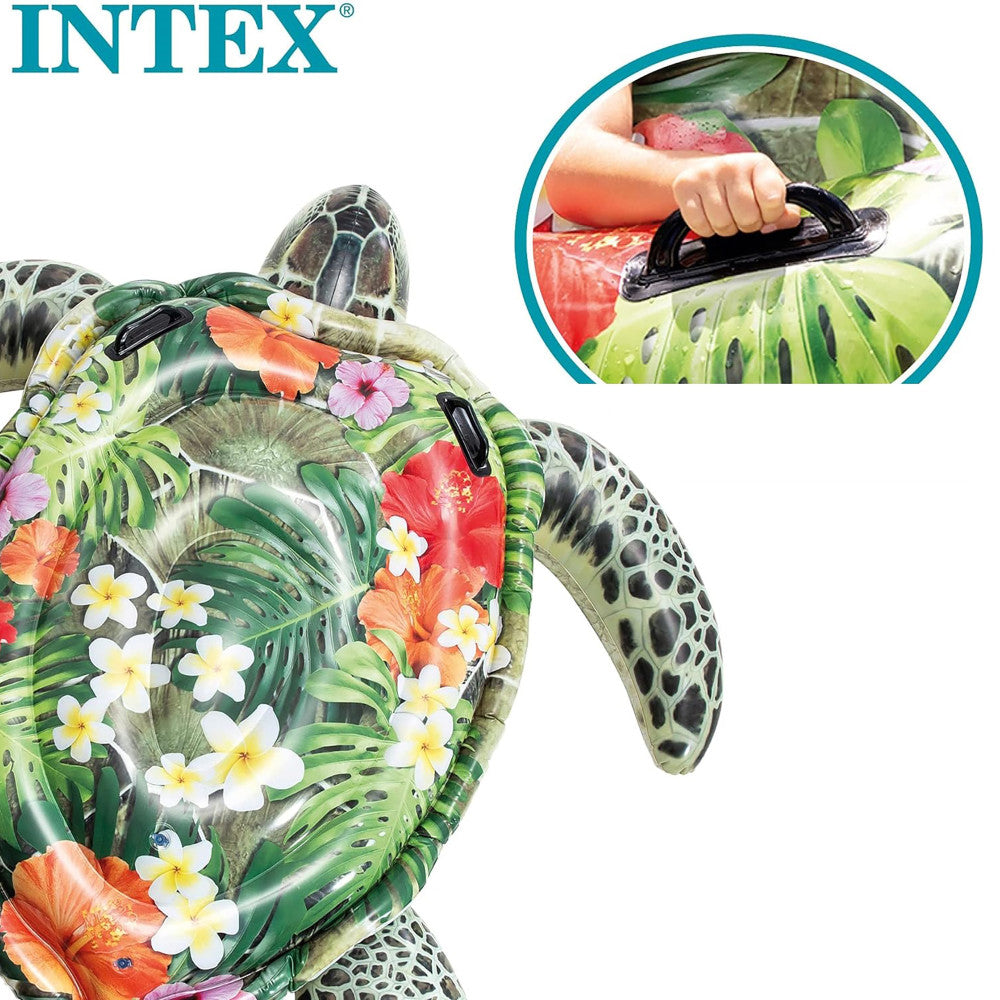 Intex Realistic Sea Turtle Inflatable Pool Lounger - Hibiscus Print