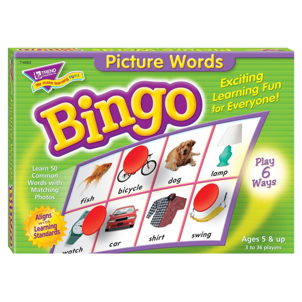 Picture Words Bingo Educational Game for Vocabulary Building