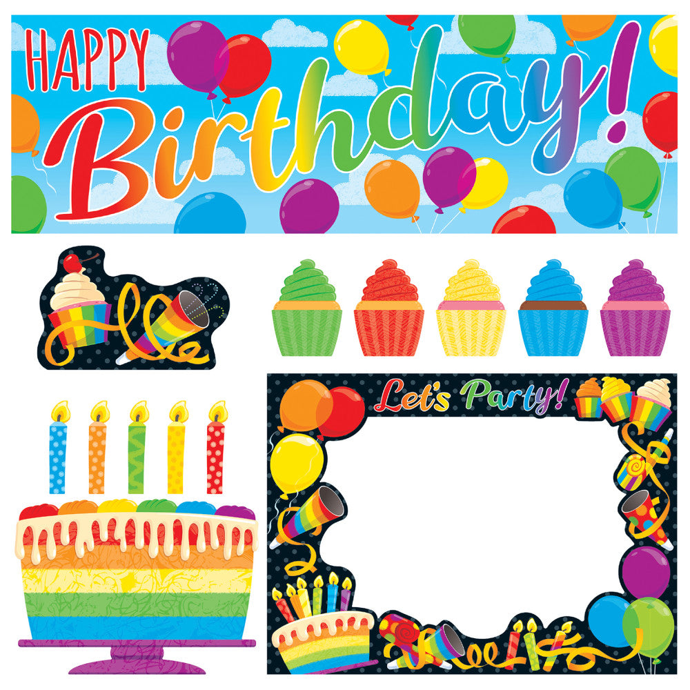 TREND Rainbow Birthday Learning Set - Reusable Dry-Erase Decorations