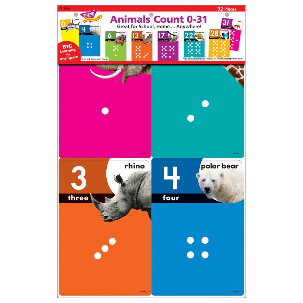 Animals Count 0-31 Educational Learning Set - Interactive Math Cards