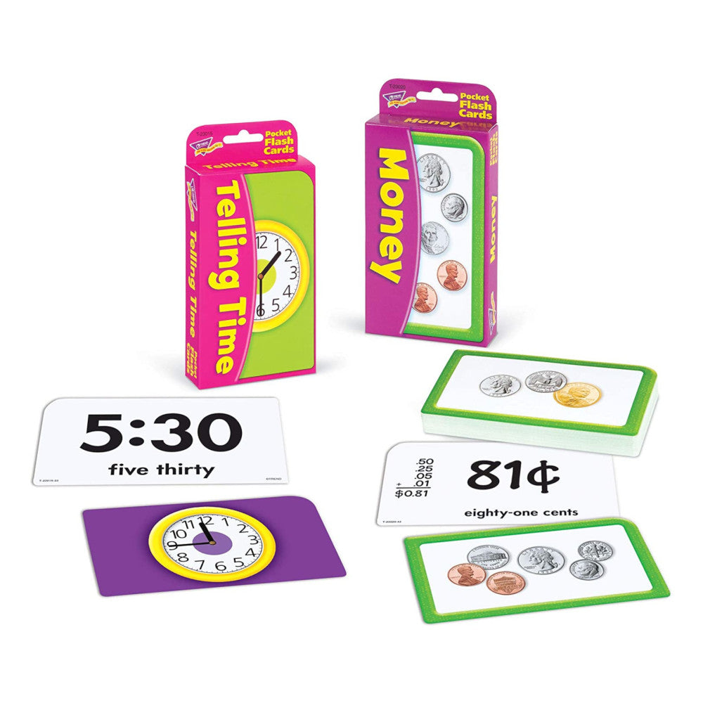 Educational Time & Money Mastery Flash Cards Bundle