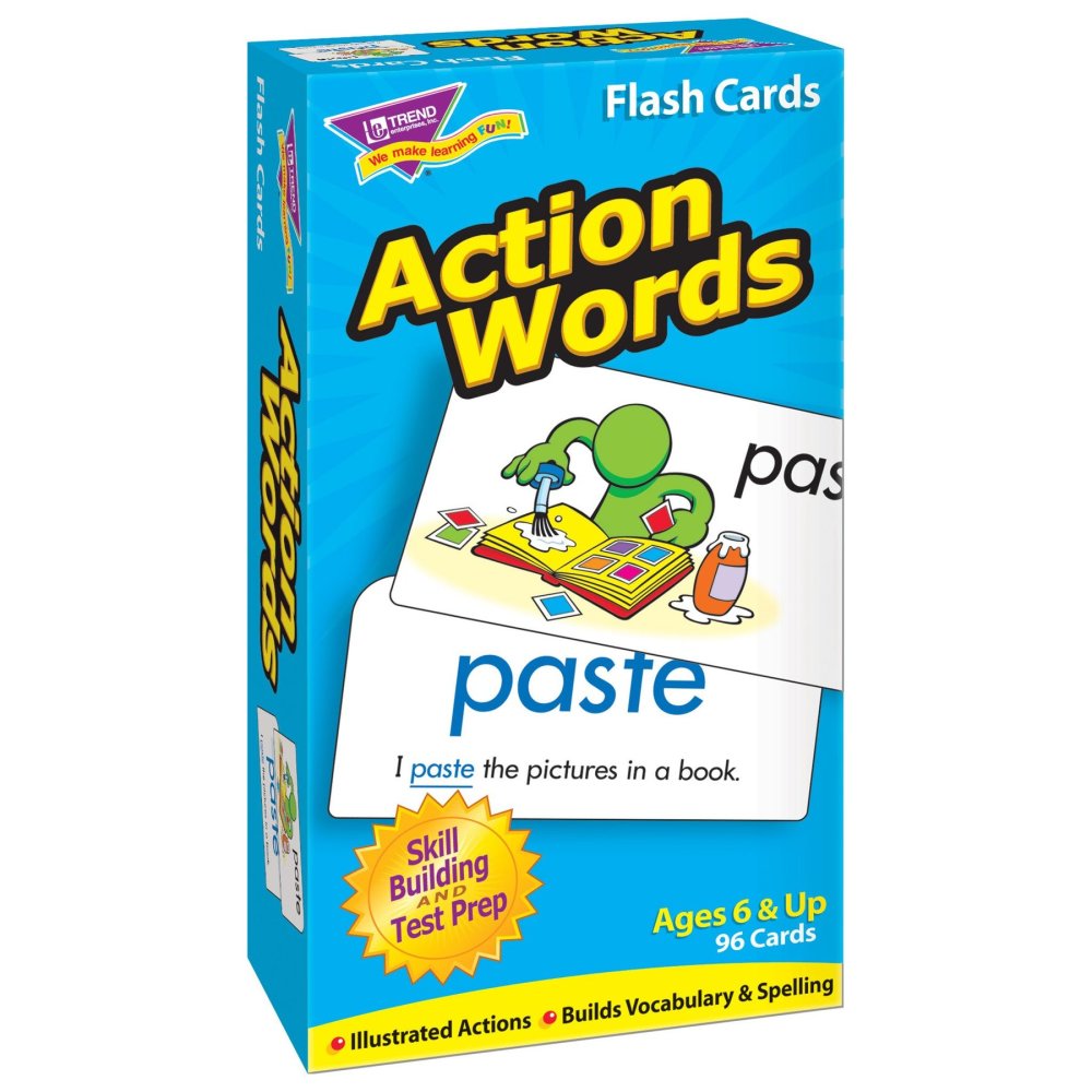 Educators Resource Action Words Skill Drill Flash Cards - Reading Enhancement for Grades 1-4