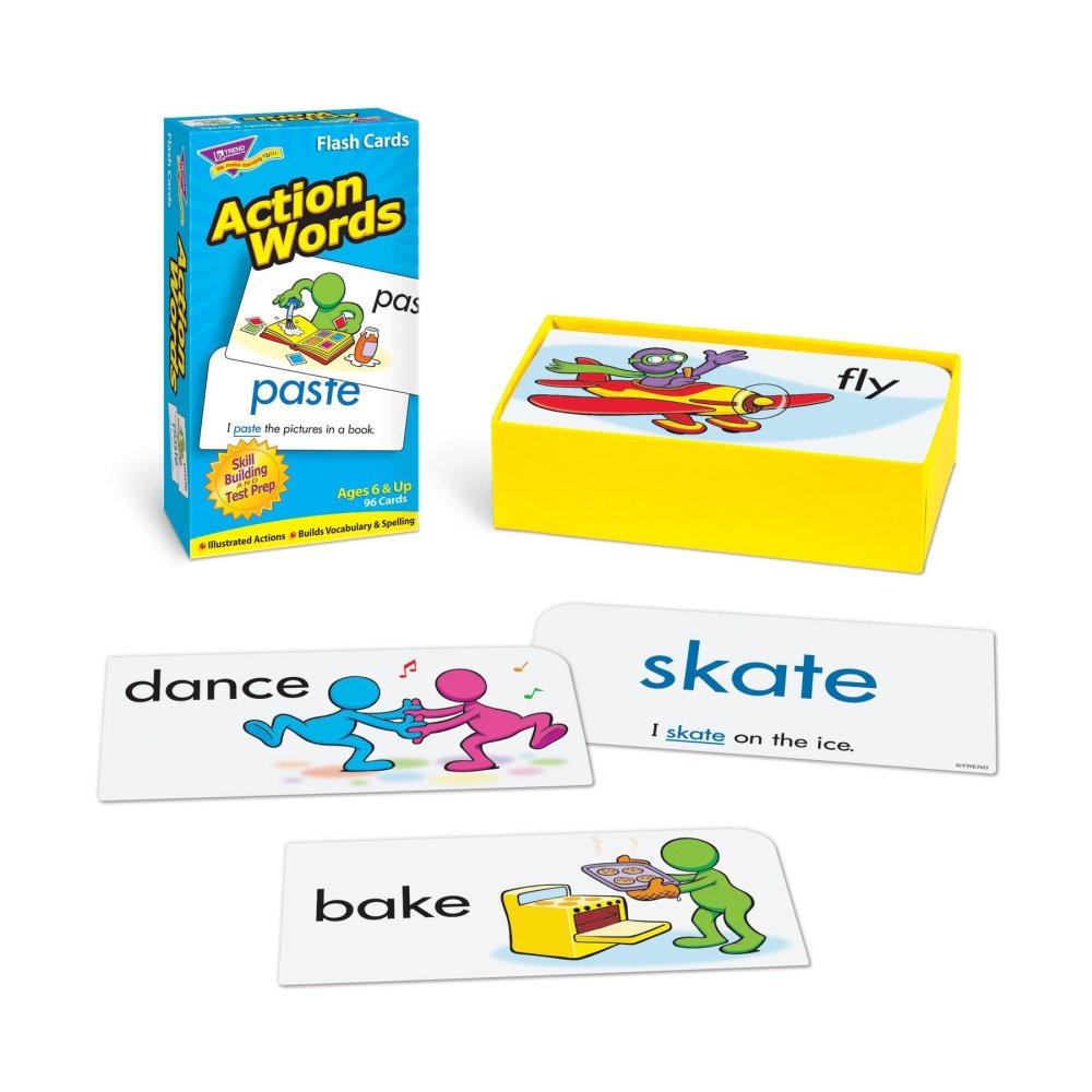 Educators Resource Action Words Skill Drill Flash Cards - Reading Enhancement for Grades 1-4