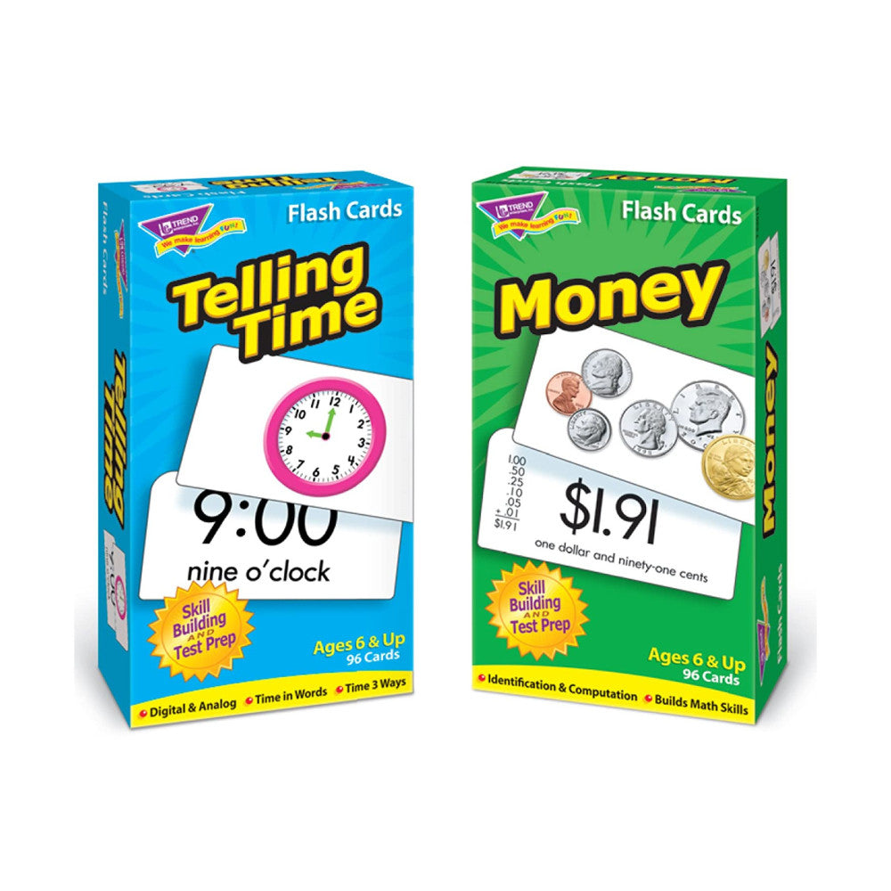 Educational Time and Money Skill Drill Flash Cards - Dual Pack