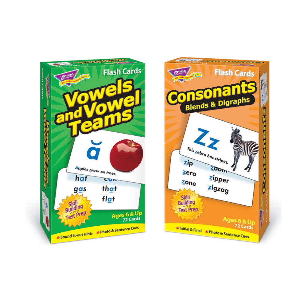 Educational Phonics Flash Cards - Vowels & Consonants Skill Drill Set